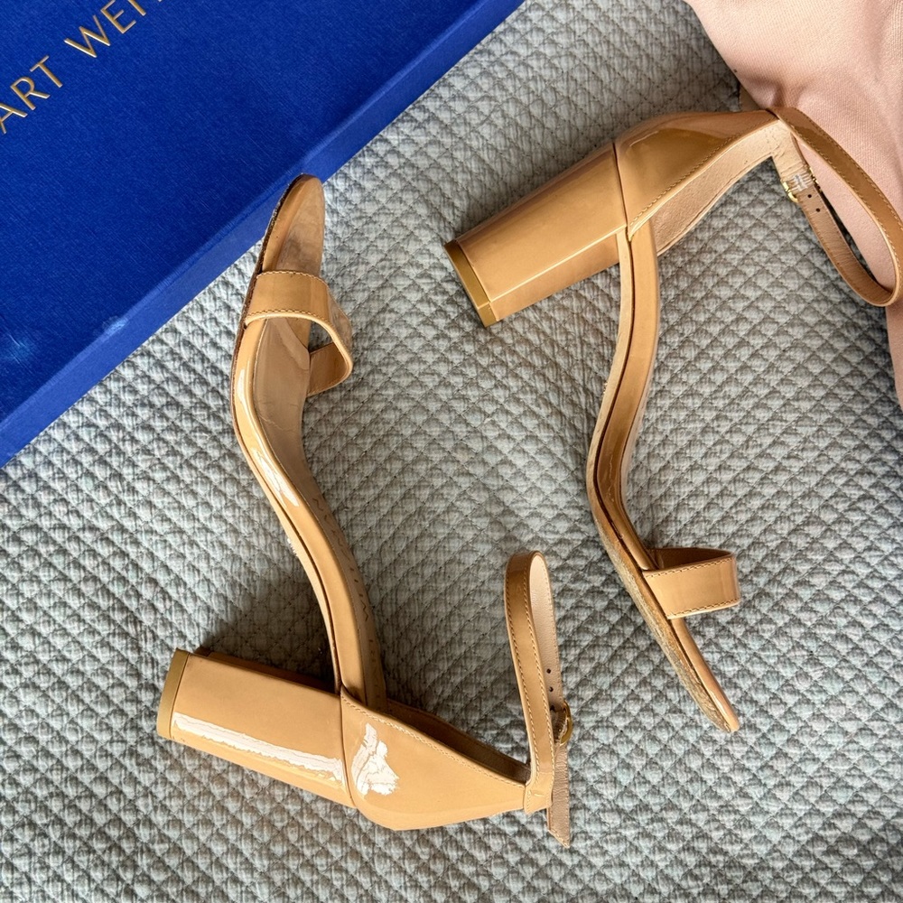 Stuart Weitzman Women’s Nude Block Heel Sandals